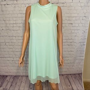 Tiana size large aqua green boho flowy Dress w/Slit on Back
